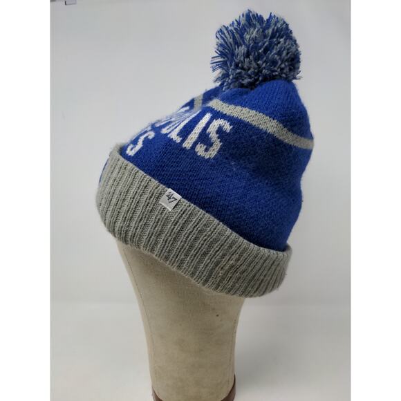 47 Brand NFL Indianapolis Colts Beanie Pom Pom OSFA Blue & Gray Embroidered - Picture 4 of 10